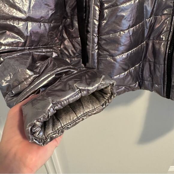 NWT LeBlog Silver Metallic Puffer Jacket Medium - Picture 11 of 12